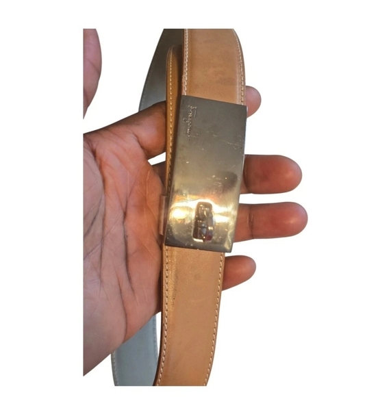 Salvatore Ferragamo Leather Belt Women Beige Logo Luxury - Picture 2 of 11